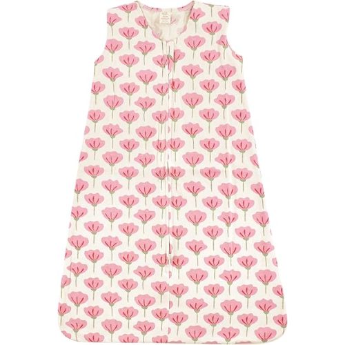Touched by Nature Unisex Baby Organic Cotton Sleeveless Wearable Sleeping Bag, Sack, Blanket, Tulip, 6-12 Months