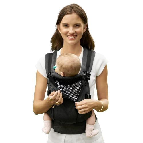 GROWNSY Baby Carrier, All Season Design with Adjustable Mesh Panel, Ergonomic Infant Carrier Wraps with Lower & Upper Buckle, Newborn to Toddler (7-44lbs), Baby Carriers, Hands-Free Parenting, Black