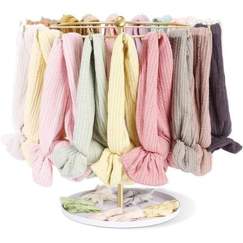 POVETIRE Baby Headband Holder Hair Bow Organizer for Girls,Metal Hair Ties Display Nylon Hairband Storage Head Wrap Stand Hair Accessories Organizer for Newborn Infant Kids