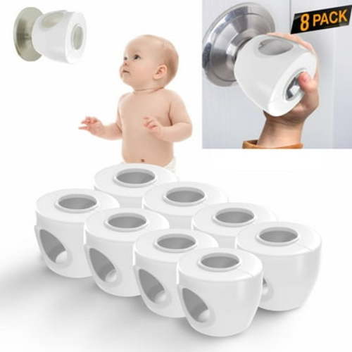 DERCLIVE Door Knob Safety Cover, 8 Pack Child Proof Door Knob Covers Baby Safety Doorknob Handle Locks, White