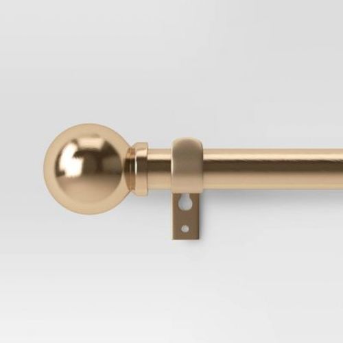 48” - 84" Cafe Ball Curtain Rod Brass - Room Essentials™