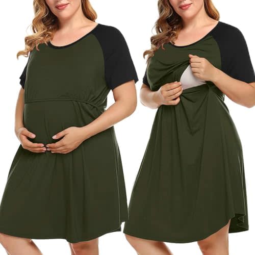 MONNURO Women's Plus Size Labor and Delivery Gown Nursing Nightgown Maternity Sleepwear Dress for Breastfeeding