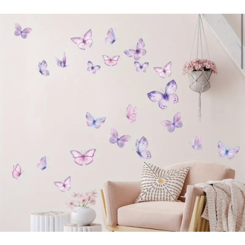 wondever Watercolor Butterfly Wall Stickers Colorful Butterflies Peel and Stick Wall Art Decals for Girls Bedroom Baby Nursery