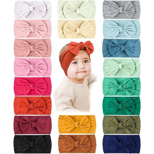 Prohouse 20PCS Baby Nylon Headbands Hairbands Hair Bow Elastics for Baby Girls Newborn Infant Toddlers Kids