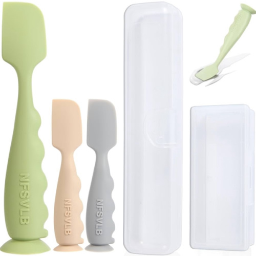 Baby Diaper Cream Spatula with Case-1 Large 2 Mini Butt Paste Spatula with 2 Travel Case-Soft Baby Butt spatula baby Diaper Cream Applicator-Diaper Rash spatula Bum Spatulas Brush