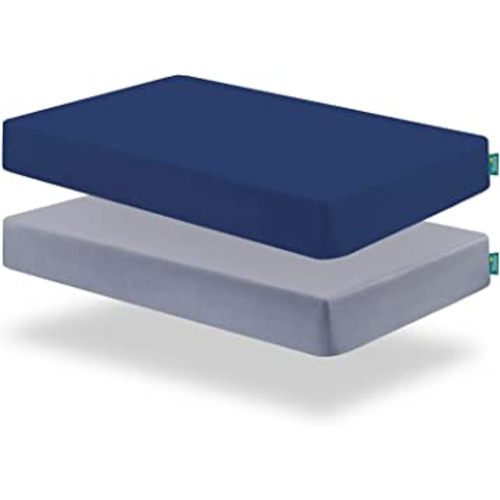 Biloban Baby Crib Sheet 2 Pack (28 x 52in), Ultra Soft Crib Sheets Fitted for Standard Crib Mattress, Crib Sheet Set for Boys or Girls, Machine Washable, Microfiber, Gray and Blue