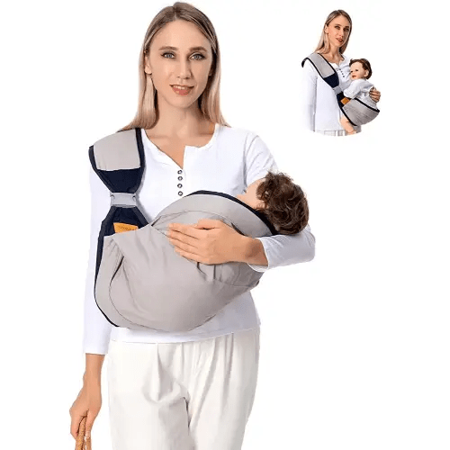 Baby Sling Carrier Newborn to Toddler, Lightweight Baby Carrier Sling, Baby Wrap Sling, Baby Hip Seat Carrier for Toddler Sling, Baby Holder Carrier, Nursing Sling, Carrying 7-45 lbs, Grey