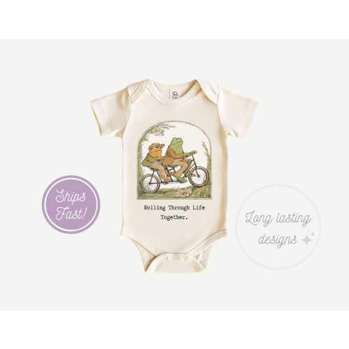 Frog and Toad Baby Onesie®, Storybook Toddler T-Shirt, Rolling Through Life with You Baby Bodysuit, Storybook Baby Onesie®, Baby Shower Gift