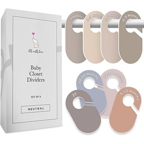 Eli with Love Baby Closet Dividers (Neutral) - Ideal Baby Clothes Dividers – Organize Nursery Closet Hangers by Size/Age