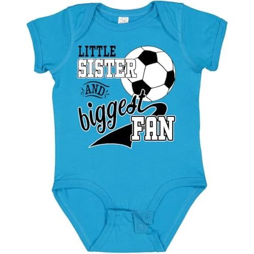 inktastic Little Sister and Biggest Fan- Soccer Player Baby Bodysuit