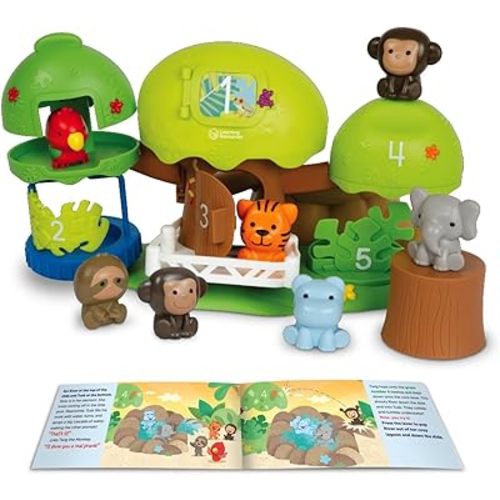 Learning Resources Peeksville Learning Jungle Playset, Animal Kingdom Figurines, Zoo Toy, Tiger, Lion, Animals, Fine Motor Skills for Kids, Toddler Gifts for Girls and Boys