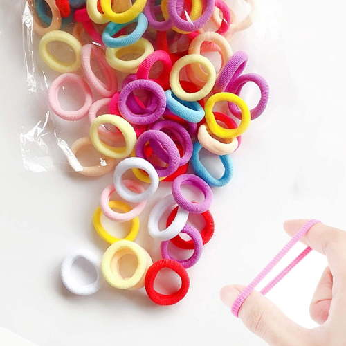 Hair Ties for Baby Toddler Elastics 100 PCS 10 Colors Scrunchies OuchlessCotton Small Soft No Crease Mini Hairbands Kids Ponytail Holder for Infants(0.8\\