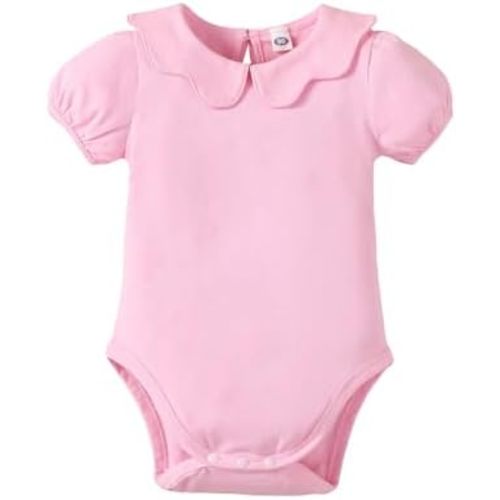 0-24M Infant Girls Ruffle Collar Romper Baby Girl Solid Color Bodysuit Casual Jumpsuit