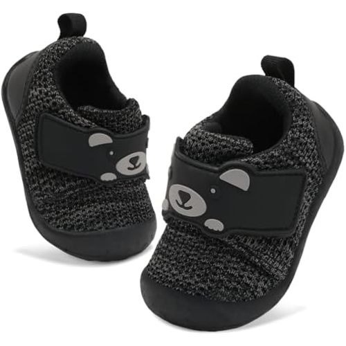 FEETCITY Baby Walking Shoes Wide Baby Shoes Boys Girls Infant Sneakers Crib Shoes Breathable Toddler Barefoot Shoes Slip On Shoes