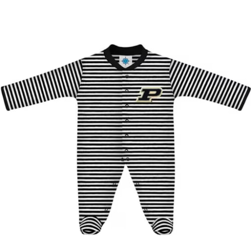 Purdue Boilermakers Black Baby Striped Romper Pajamas (6-9 Months)