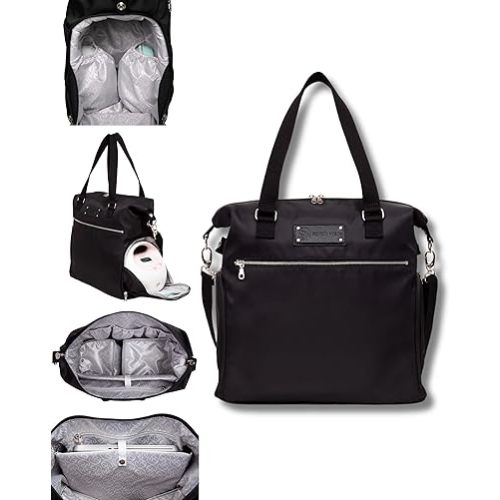 Sarah Wells Lizzy Breast Pump Bag - Compatible with Spectra, Medela, and More - Insulated Cooler Pocket (Black)