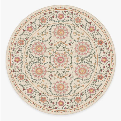 Suzani Coral 8' Round Rug | Ruggable