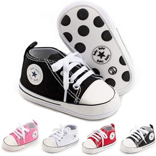 Baby Canvas Sneakers Soft Sole High-Top Crib Shoes