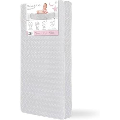 Dream On Me Honeycomb Orthopedic Firm Fiber Standard Baby Crib Mattress, Greenguard Gold and JPMA Certified, 5” Fiber Core Optimum Support, Fits Crib and Toddler Bed, Waterproof Vinyl Cover