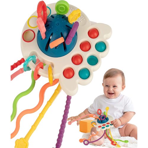 Vanmor Baby Montessori Toys 18 month +, Pull String Activity Sensory Toys for Toddlers 1-3 Sliding Balls Rattles Motor Skills, Birthday Xmas Gift Travel Toy for 1 Year Old Boy Girl
