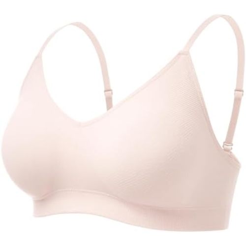 Momcozy Nursing Bras for Breastfeeding and Sleep, Seamless Soft & Stretchy Maternity Bra, V Neck Wireless Pregnancy Bralette