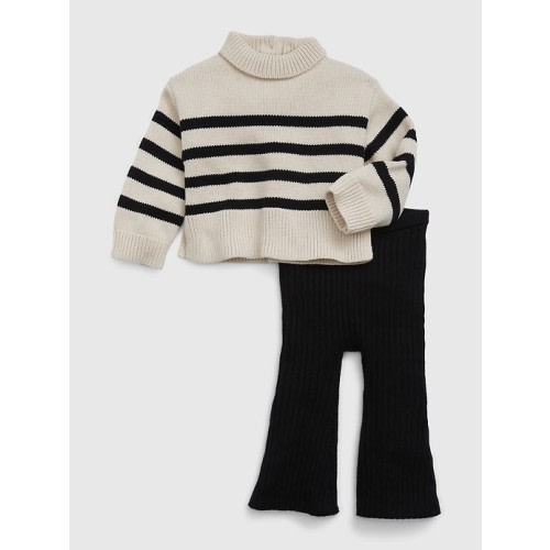 Baby Sweater Outfit Set in breton stripe white, size: 0-3 M