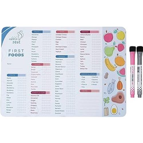 Baby's First Foods Tracker Fridge Magnet, Dry Erase Activity Poster, Daily Food Log, 101 Before One, Baby Food Chart/Checklist 25x35cm