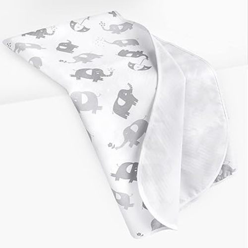 Large Splat Mat for Baby Play, 54X72 Inch - White and Grey Elephant