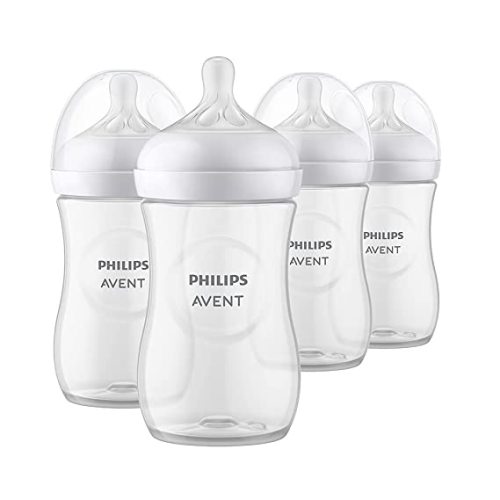 Philips AVENT Natural Baby Bottle with Natural Response Nipple, Clear, 9oz, 4pk, SCY903/04 - 4 Pack