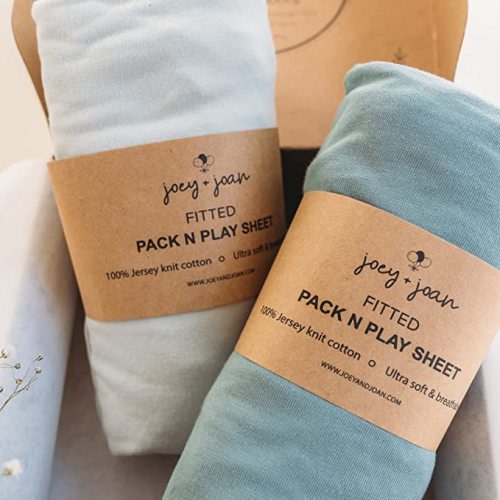 Travel Crib Fitted Sheets for Baby Bjorn, Guava Lotus Travel Crib and 24 x 42 Inch Travel Light Playard Mattress – Snuggly Soft 100% Jersey Cotton – Light + Dark Sage Green – 2 Pack - for Guava Lotus & Baby Bjorn Travel Crib