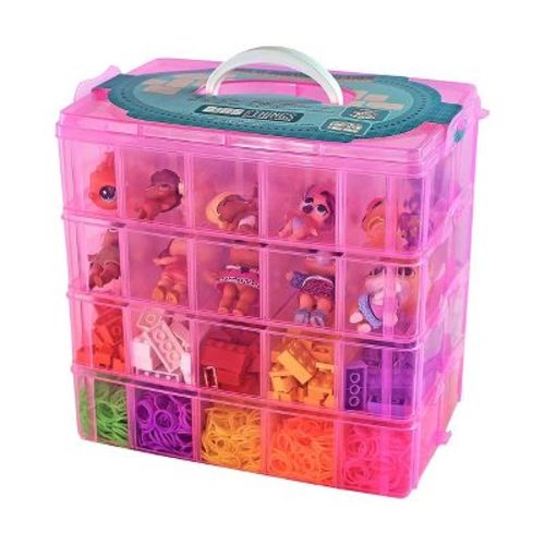 Bins & Things Toy Organizer With 40 Adjustable Compartments Compatible With Lol Surprise Dolls, Pink