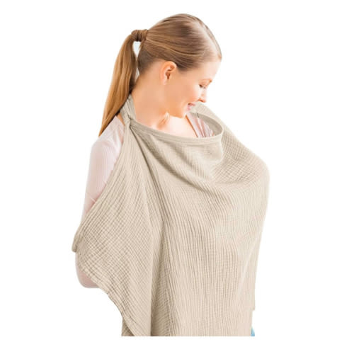 Konssy Muslin Nursing Cover for Baby Breastfeeding, Breathable 100% Cotton Breastfeeding Cover with Rigid Hoop for Mother Nursing Apron, Multi-use Carseat Canopy (Summer Wheat)