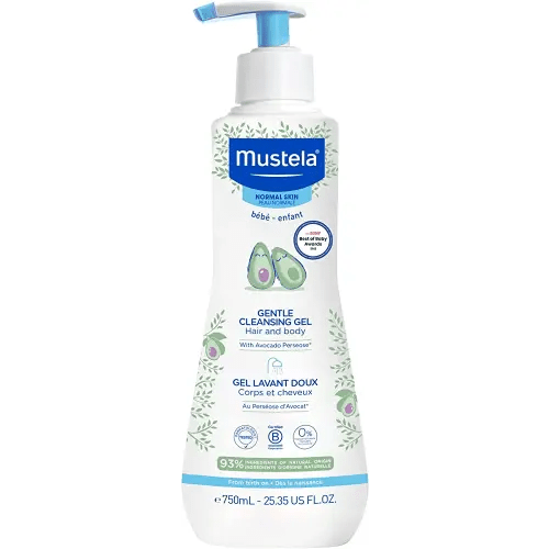 Mustela Baby Gentle Cleansing Gel - Baby Hair & Body Wash - with Natural Avocado fortified with Vitamin B5 - Biodegradable Formula & Tear-Free - 1 or 2-Pack - Various Sizes