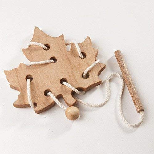Maple Leaf Wooden Lacing Toy, Learning toy Threading set Fine Motor skills toy