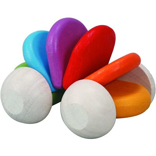 PlanToys Wooden Baby Car Toy (5229) | Rainbow Color Collection |Sustainably Made from Rubberwood and Non-Toxic Paints and Dyes