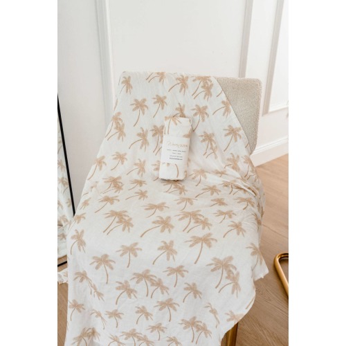tan palm tree cotton & bamboo swaddle
