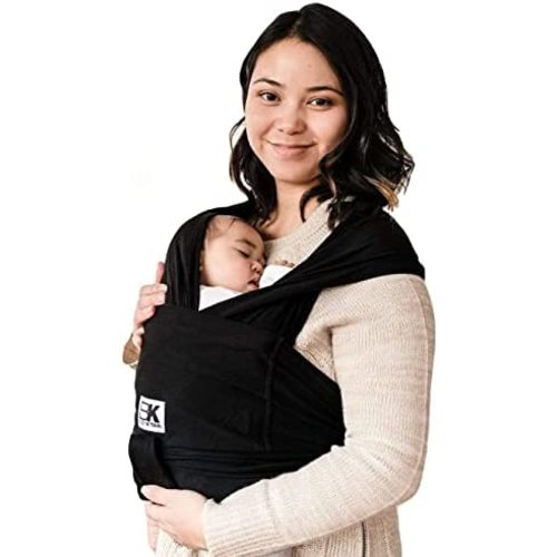 Baby K'tan Original Baby Wrap Carrier, Infant and Child Sling - Simple Pre-Wrapped Holder for Babywearing - No Tying or Rings - Carry Newborn up to 35 lbs, Black, Women 6-8 (Small), Men 37-38