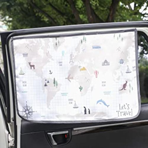 Magnetic Car Sun Shade Curtain for Side Window Baby Kids Children Sunshade Protector Protects from Sun Glare Heat Blocks UV Rays Glare Car Interior Sun Blocker Blind (WorldTravel)