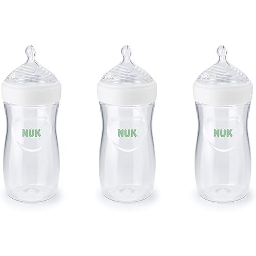 NUK Simply Natural Bottle with SafeTemp, 9 oz (270 mL), White, 3 Pack