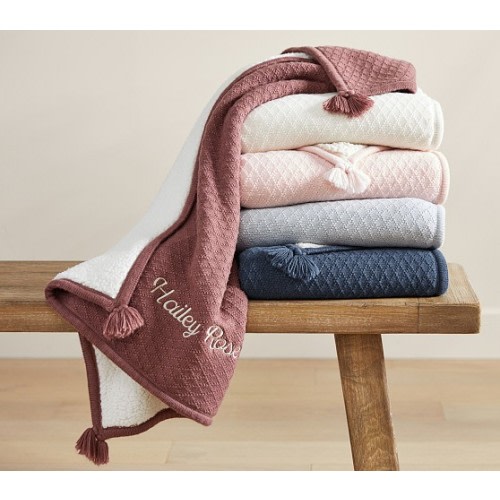 Luxe Cable Knit Sherpa Baby Blanket | Pottery Barn Kids