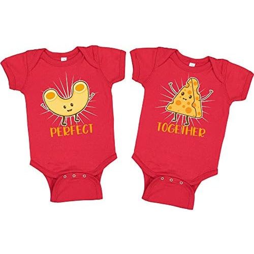 Mac and Cheese Baby Outfit Matching Twin Baby Bodysuits or Toddler T-Shirts Clothing Set
