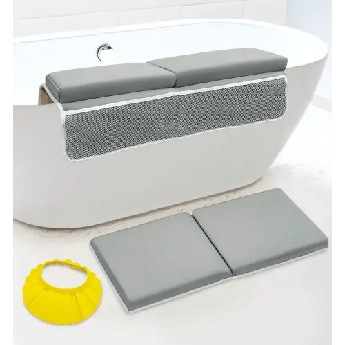 2PC Bath Kneeler and Elbow Rest Pad Set, Comfortable Baby Bath Kneeler, Baby Bath Bathtub Accessories, Kneeling Pad for Baby Bath, Bath Toy Organizer, Baby Bath Pad, Kneeling Mat for Bathing Baby