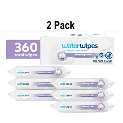 WaterWipes Soothing Clean Baby Wipes, 99% Water-Based Formula with Botanical Extract to Soothe & Protect Skin, Unscented & Hypoallergenic, 720 Count