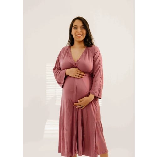 Amelia Labor & Postpartum Gown in Dusty Rose – Lila
