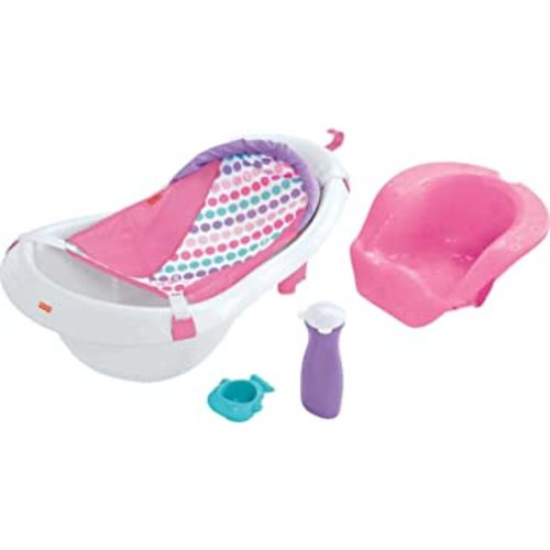 Fisher-Price Baby To Toddler Bath 4-In-1 Sling ‘N Seat Tub With Removable Infant Support And 2 Toys, Pink