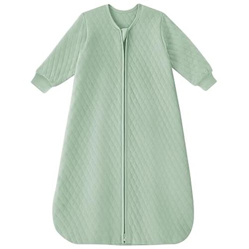 Yoofoss Baby Sleep Sack 0-6 Months 1.0 Tog Long Sleeve Sleep Sack Organic Cotton Wearable Blanket for Newborns 2-Way Zipper Quilted Sleeping Sacks(Small)