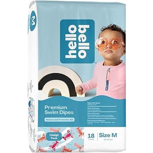 Hello Bello Premium Swim Diapers I Affordable and Eco-Friendly Disposable Swim Dipes for Babies and Kids I Size Medium - Diaper Size 4-5