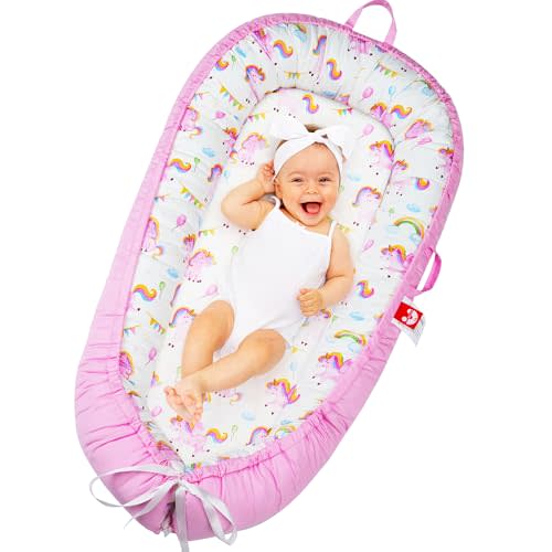 Baby Lounger for Newborn- Baby Nest Cover Co Sleeping for Baby 0-24 Months, Breathable Portable Infant Nest - Adjustable Cotton Soft Baby Floor Seat for Travel, Newborn Essentials Gifts