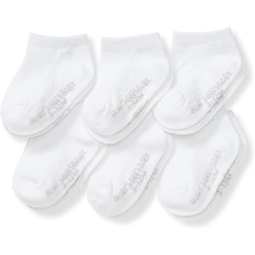 Burt's Bees Baby Unisex Baby Socks Ankle or Crew Height Made with Soft Organic Cotton, 6 Packs with Non-Slip Grips for Babies
