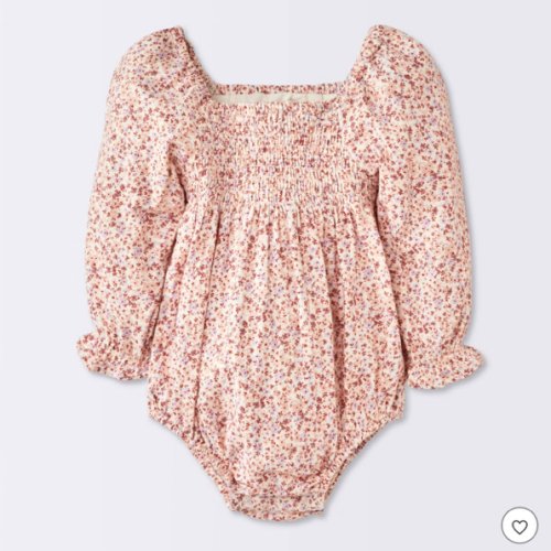 Baby Girls' Floral Smocked Romper - Cloud Island™ Pink 0-3M